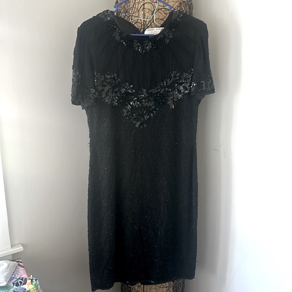 100% silk beaded evening dress